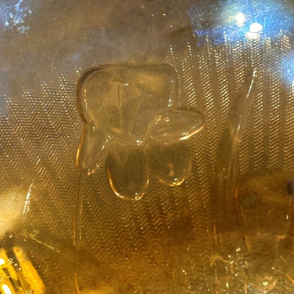 Jeanette Iris and Herringbone Ruffle Edge Marigold Carnival Glass Bowl 11.5 Inch - Picture 5 of 7